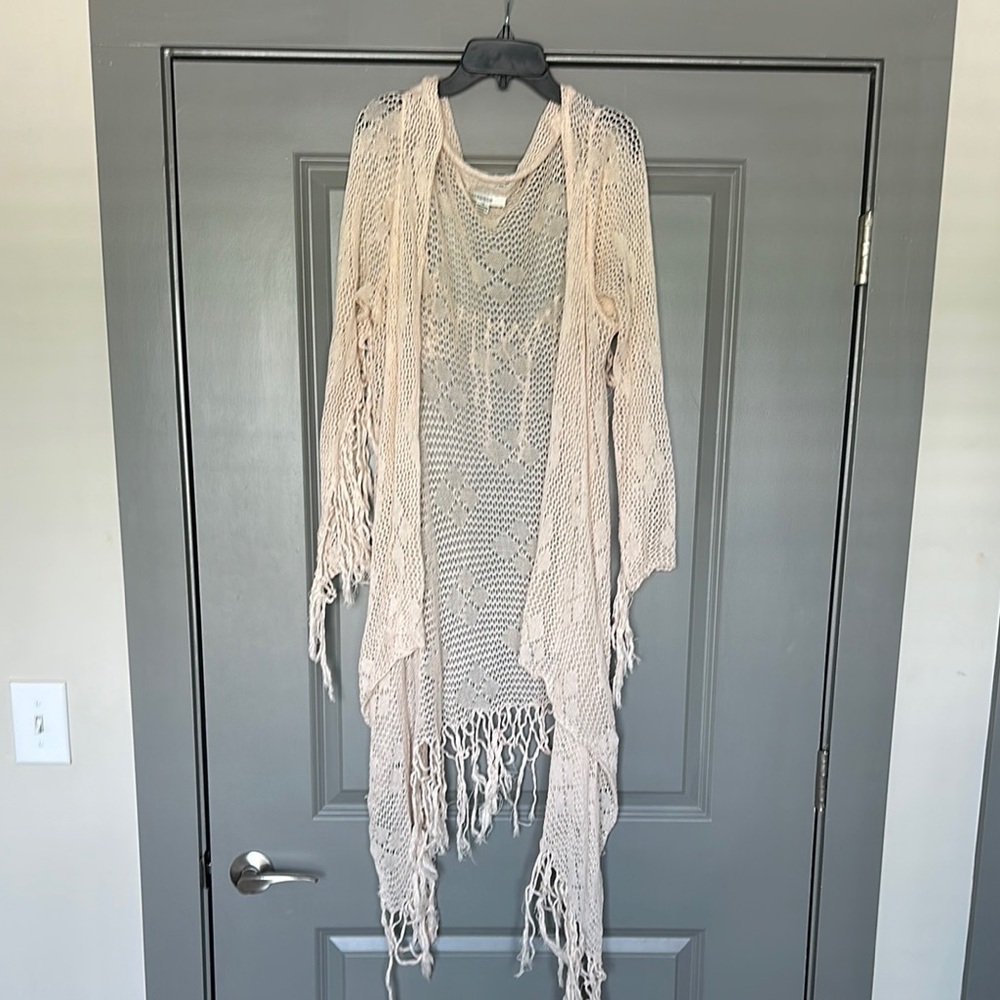 Elegant Cream Knit Swim Coverup